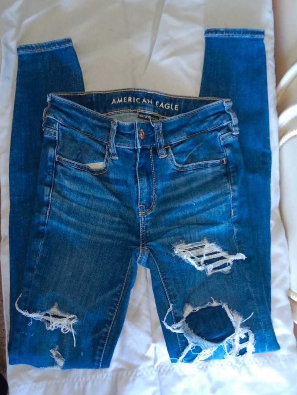 American Eagle Outfitters Women's Distressed Blue Skinny Jeans